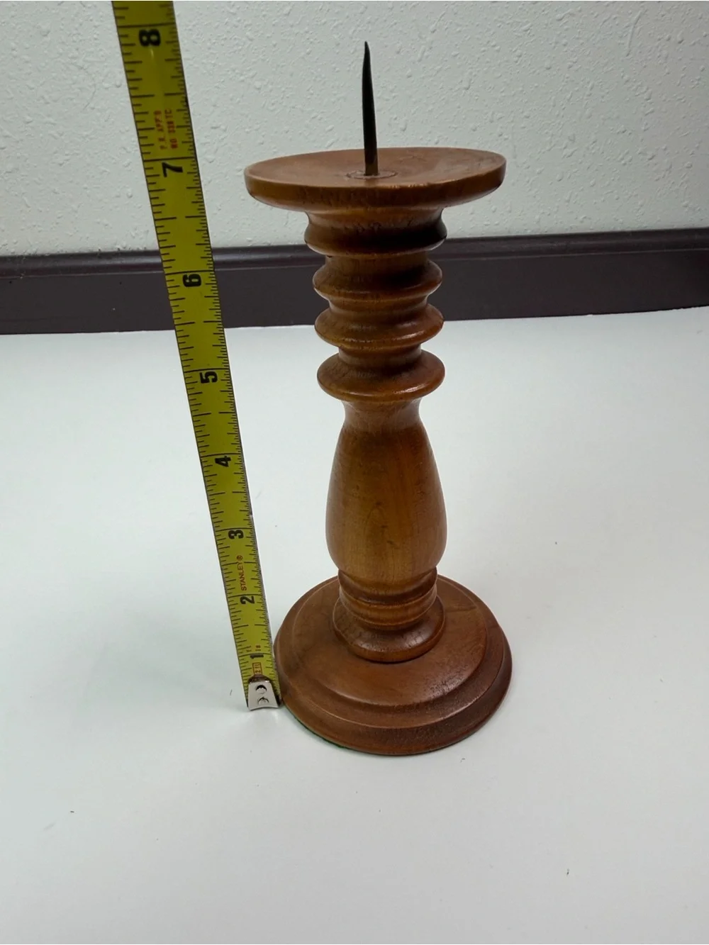 Vintage Turned Wood Chamberstick Candle Holder Rustic Primitive Farmhouse Boho